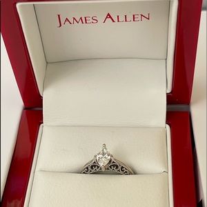 James Allen 14k white gold engagement ring 5.5, labcreated .61carat marquise cut